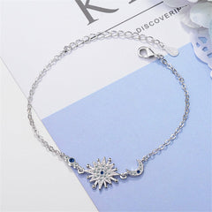 Blue Crystal & Silver-Plated Star & Moon Bracelet - streetregion