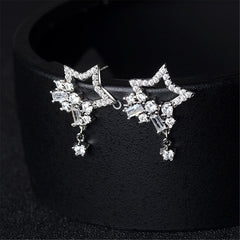 Stunning silver-plated star earrings embellished with shimmering cubic zirconia.