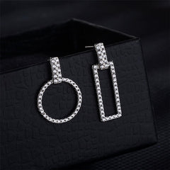 Pearl & Cubic Zirconia Silver-Plated Geometric Chain Drop Earrings
