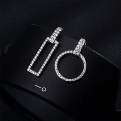 Pearl & Cubic Zirconia Silver-Plated Geometric Chain Drop Earrings