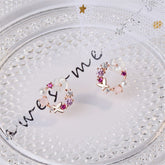 Opal & Cubic Zirconia Butterfly & Floral Stud Earrings - streetregion