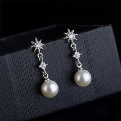 Pearl & Cubic Zirconia Silver-Plated Sun Drop Earrings