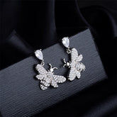 Cubic Zirconia & Crystal Silver-Plated Bee Drop Earrings