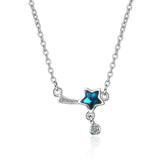 Blue Crystal & cubic zirconia Star Pendant Necklace - streetregion