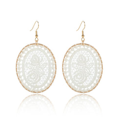 White Polyster & 18K Gold-Plated Botanical Oval Drop Earrings