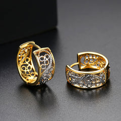 Two-Tone Floral Huggie Earrings