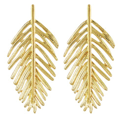 18k Gold-Plated Leaves Drop Earrings - streetregion