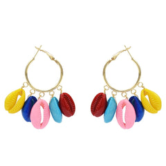 Bright-Tone Shell & 18K Gold-Plated Hoop Earrings