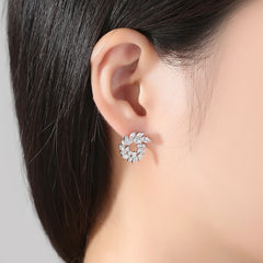 Crystal & Cubic Zirconia Silver-Plated Rattan Stud Earrings