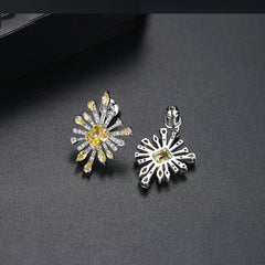 Yellow Crystal & Cubic Zirconia Botanical Stud Earrings