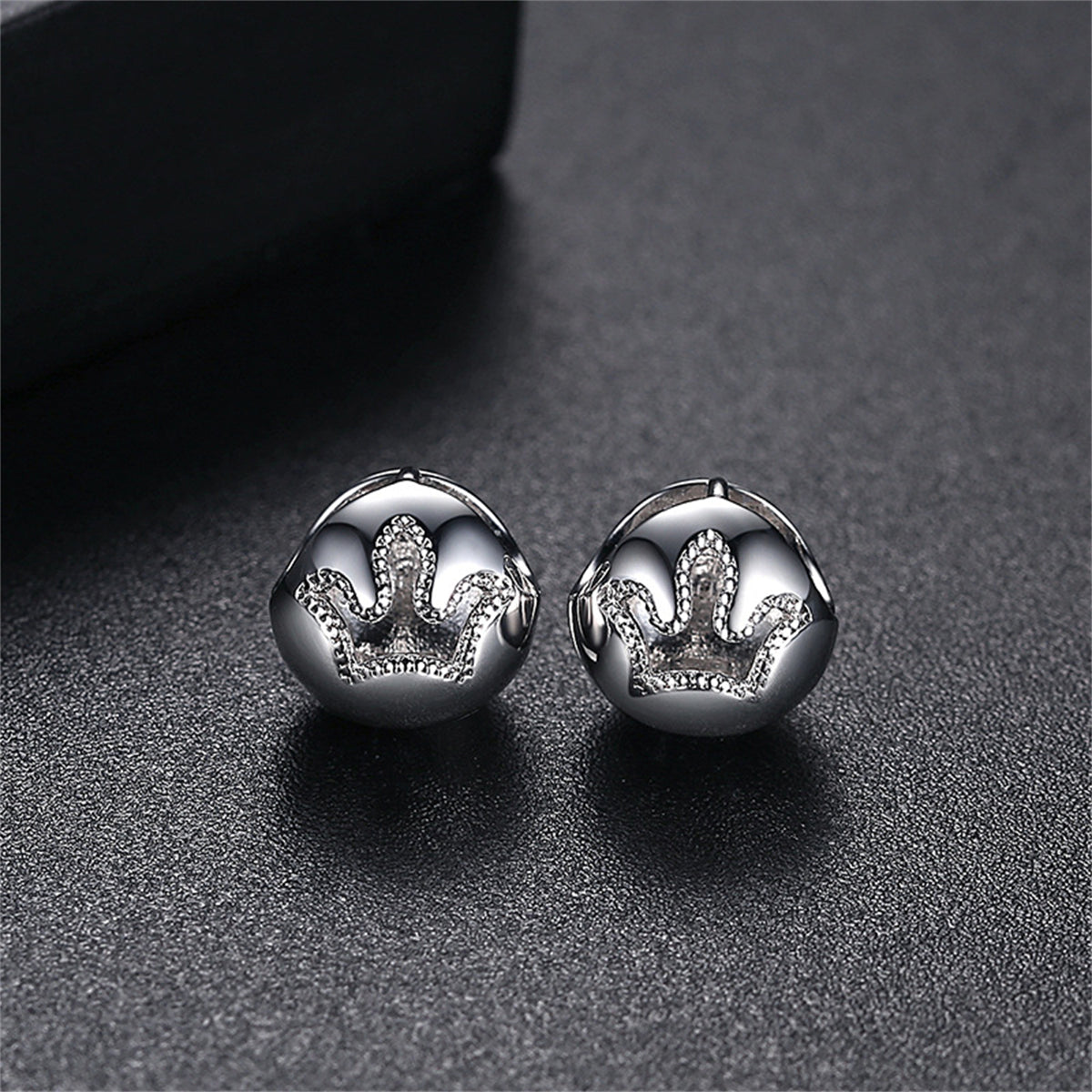 Silver-Plated Crown Wrap Huggie Earrings, silver huggie earrings, everyday style, front view