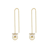 Cubic Zirconia & Shell 18K Gold-Plated Bee Round Ear Threaders
