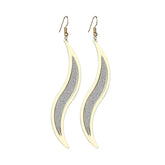 Two-Tone Frosted Salix Leaf Drop Earrings