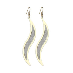 Two-Tone Frosted Salix Leaf Drop Earrings