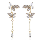 Crystal & Cubic Zirconia Butterfly Drop Earrings