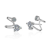 Cubic Zirconia & Silver-Plated Heart Ear Cuffs