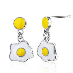White & Yellow Poached Egg Drop Earrings