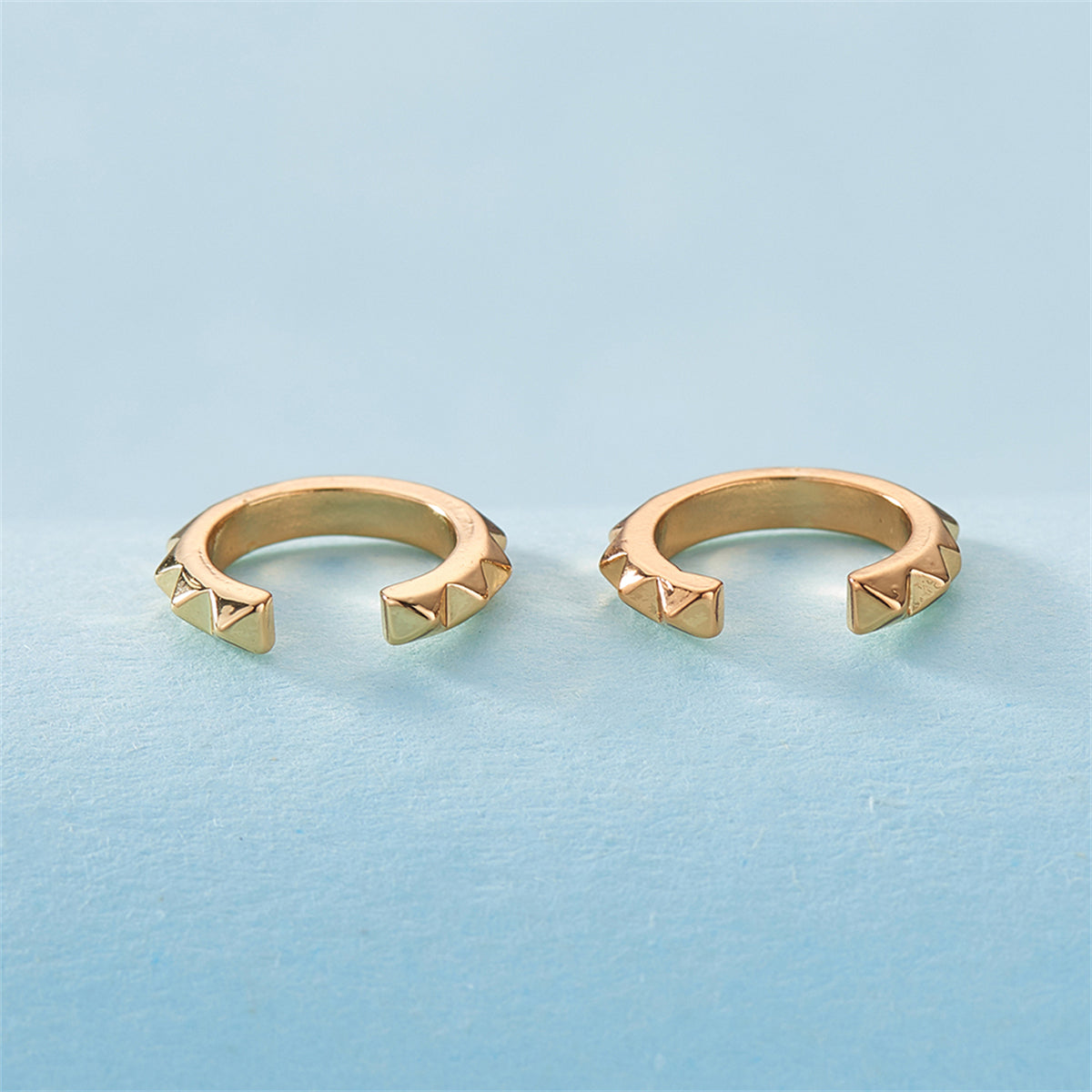18K Gold-Plated Studded Ear Cuffs, gold stud earrings for women, botanical inspired, styled look