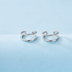 Silver-Plated Half-Twine Layered Ear Cuffs Set