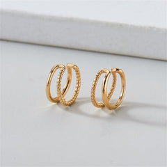 18K Gold-Plated Half Twine Layered Ear Cuffs
