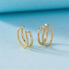 18K Gold-Plated Half Twine Layered Ear Cuffs