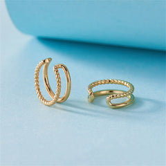 18K Gold-Plated Half Twine Layered Ear Cuffs