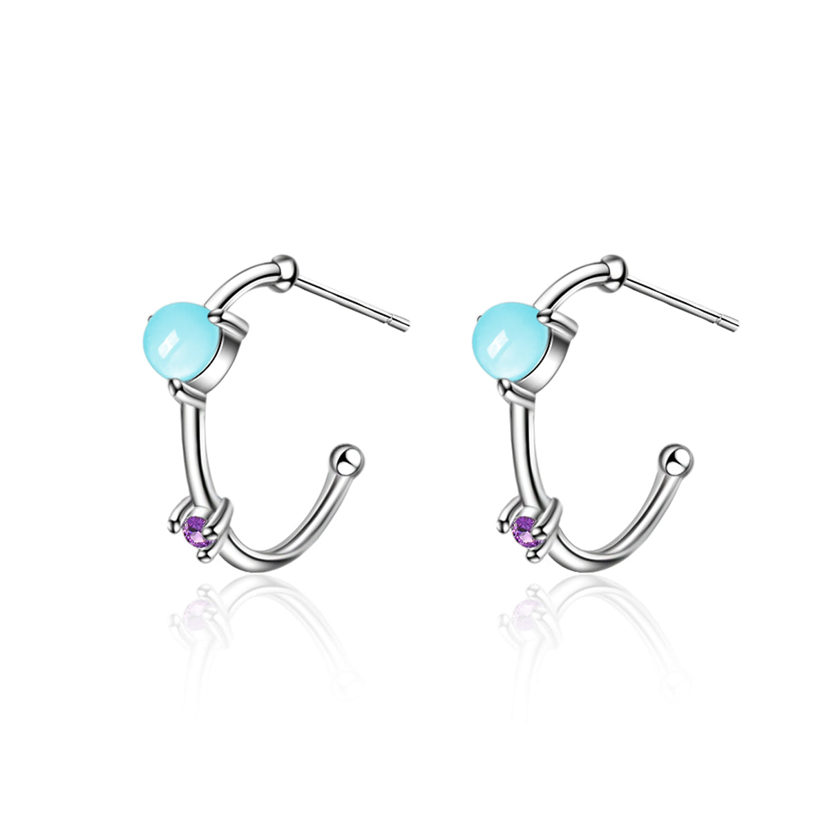 Blue Crystal & Cubic Zirconia Hoop Earrings