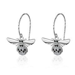 Cubic Zirconia & Silver-Plated Bee Drop Earrings