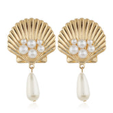Pearl & 18K Gold-Plated Seashell Drop Earrings