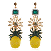 Enamel & Crystal Cubic Zirconia Pineapple Drop Earrings