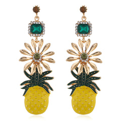 Enamel & Crystal Cubic Zirconia Pineapple Drop Earrings