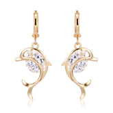 Cubic Zirconia & 18K Gold-Plated Dolphin Drop Earrings