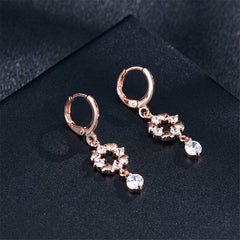Cubic Zirconia & 18K Rose Gold-Plated Geometric Drop Earrings