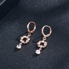 Cubic Zirconia & 18K Rose Gold-Plated Geometric Drop Earrings