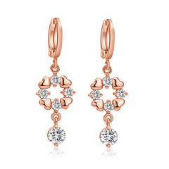 Cubic Zirconia & 18K Rose Gold-Plated Geometric Drop Earrings