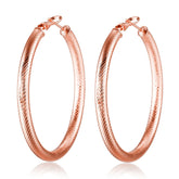 18K Rose Gold-Plated Diamond-Cut Hoop Earrings