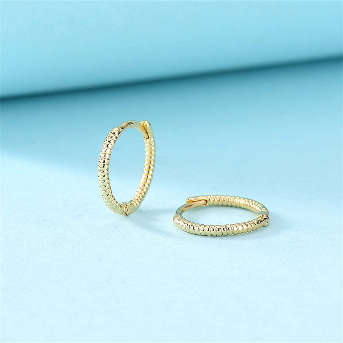 18K Gold-Plated Twine Huggie Earrings, gold huggie earrings, vintage-inspired design, lifestyle look