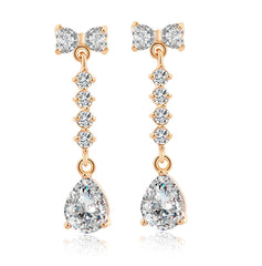 Crystal & Cubic Zirconia Bow Drop Earrings