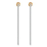 Crystal & Two-Tone Rose Tassel Drop Earrings - streetregion