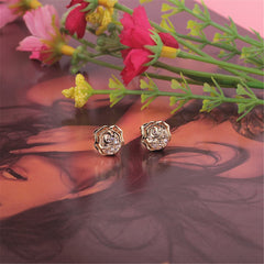 Crystal & Two-Tone Rose Tassel Drop Earrings - streetregion