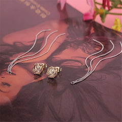 Crystal & Two-Tone Rose Tassel Drop Earrings - streetregion