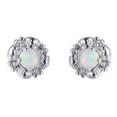 White Opal & Silver-Plated Botany Stud Earrings