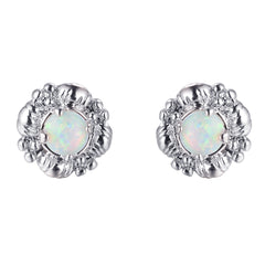 White Opal & Silver-Plated Botany Stud Earrings