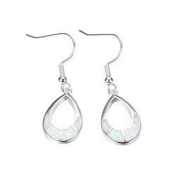 White Opal Open Teardrop Earrings