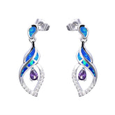 Blue Opal & Fine Silver-Plated Drop Earrings - streetregion