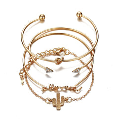 Cubic Zirconia & 18K Gold-Plated Arrow Cuff Set