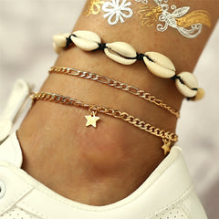 Pukka Shell & Two-Tone Star Station Anklet Set