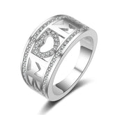 Cubic Zirconia & Silver-Plated 'Mom' Heart Ring