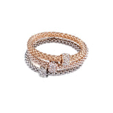 cubic zirconia & Tri-Tone Hollow Convex Bracelet Set - streetregion