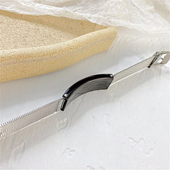 Black-Tone Curved Card Belt Bracelet